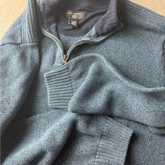 Dockers Quarter Zip Sweater XXL Men’s Cotton Blue Classic Preppy professional - Picture 3 of 14